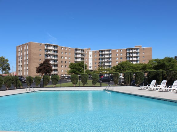 Outdoor Swimming Pool at Trinity Towers Apartments, Bedford Heights, 44146