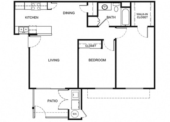 Plan 4 2 Bedroom 1 Bathroom Floor Plan at Knollwood Meadows Apartments, Santa Maria, CA