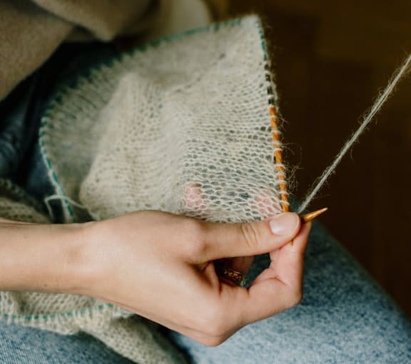 Knitting at Sumida Gardens Apartments, California
