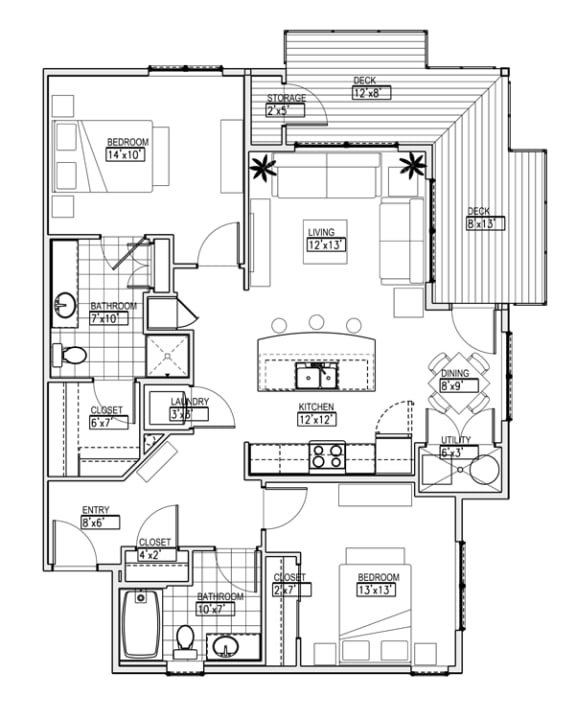 Two Bedroom Apartment Floor Plan