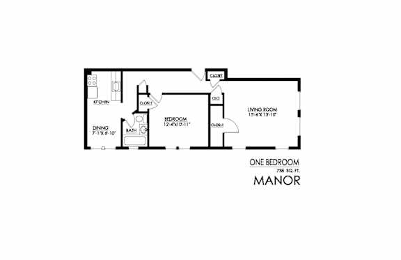 Manor Apartments 1 Bedroom Floorplan