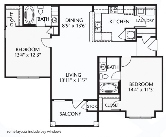 The Sandford (traditional) Floorplan at Patriot Park Apartment Homes in Fayetteville, NC,28311