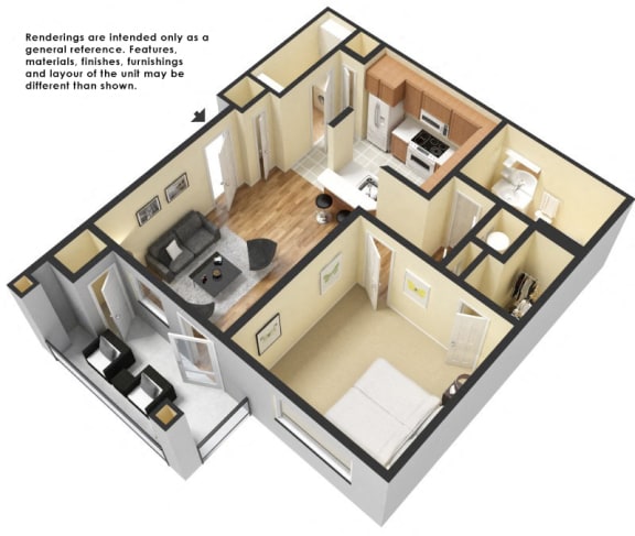 The Cumberland (corporate/furnished) Floorplan at Patriot Park Apartment Homes in Fayetteville, NC,28311