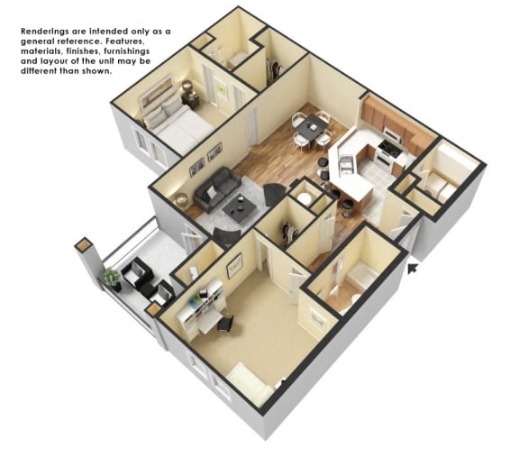 The Heritage (corporate/furnished) Floorplan at Patriot Park Apartment Homes in Fayetteville, NC,28311