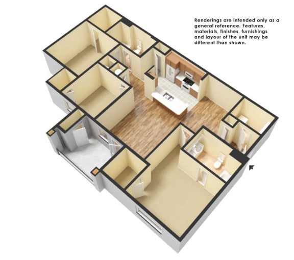 The Cape (traditional) Floorplan at Patriot Park Apartment Homes in Fayetteville, NC,28311