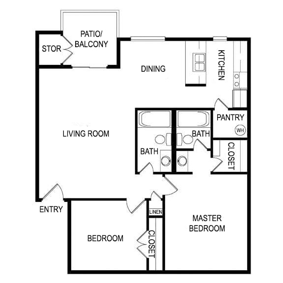 Floor Plan K at Laurel Parc Apartments in Shreveport, Louisiana, LA