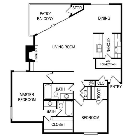 Floor Plan L at Laurel Parc Apartments in Shreveport, Louisiana, LA
