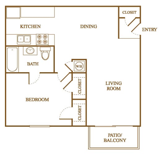 A3 Floor Plan at Orleans Square Apartments in Shreveport, Louisiana, LA