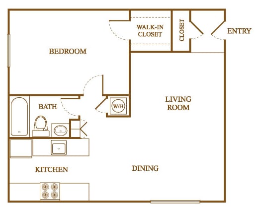 A5 Floor Plan at Orleans Square Apartments in Shreveport, Louisiana, LA