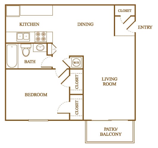 A4 Floor Plan at Orleans Square Apartments in Shreveport, Louisiana, LA