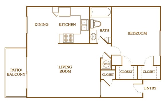A7 Floor Plan at Orleans Square Apartments in Shreveport, Louisiana, LA