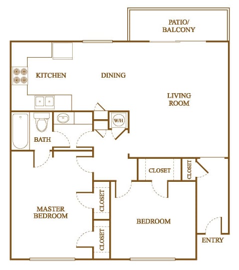 B1 Floor Plan at Orleans Square Apartments in Shreveport, Louisiana, LA