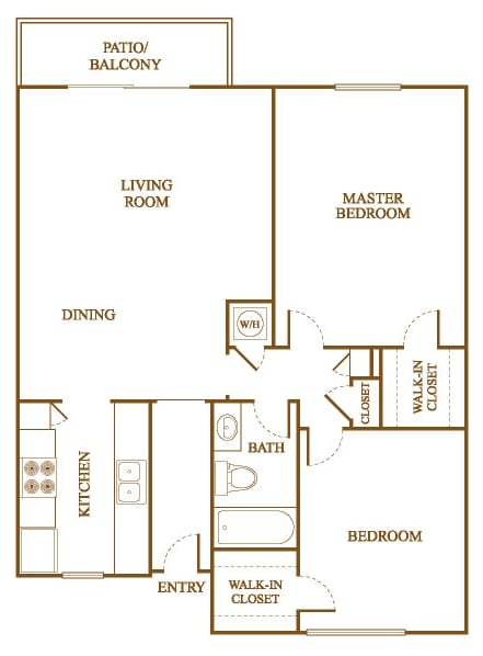 B4 Floor Plan at Orleans Square Apartments in Shreveport, Louisiana, LA