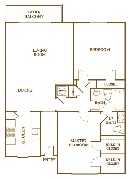 B5 Floor Plan at Orleans Square Apartments in Shreveport, Louisiana, LA