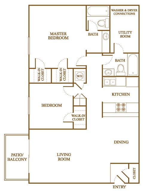 B6 Floor Plan at Orleans Square Apartments in Shreveport, Louisiana, LA