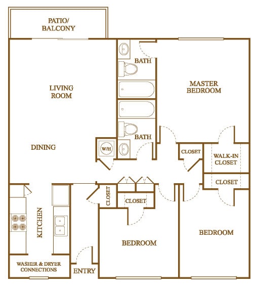C1 Floor Plan at Orleans Square Apartments in Shreveport, Louisiana, LA