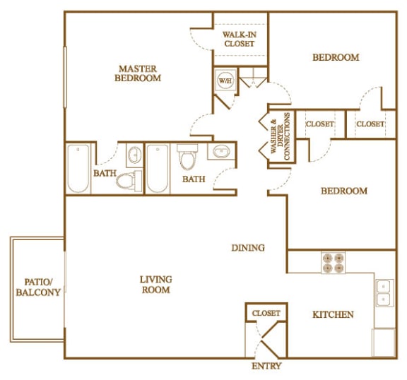 C2 Floor Plan at Orleans Square Apartments in Shreveport, Louisiana, LA