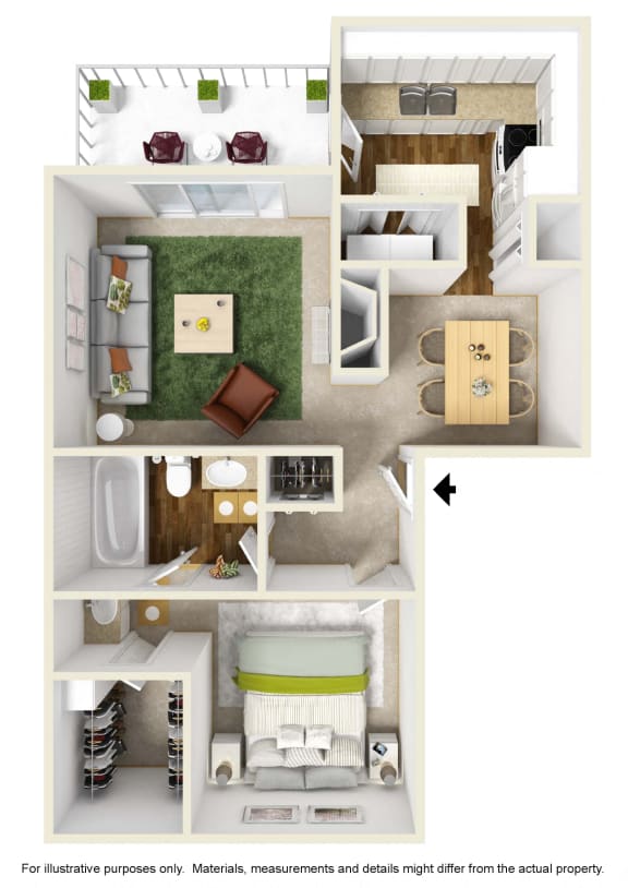 A1 Floor Plan at Preston Villas Apartment Homes, Dallas, Texas, TX