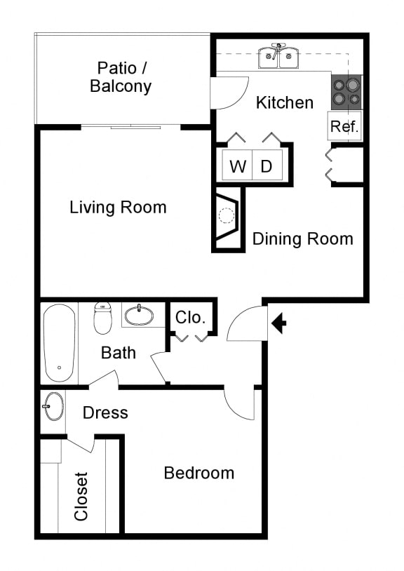 A1 Floor Plan (2D) at Preston Villas Apartment Homes, Dallas, Texas, TX