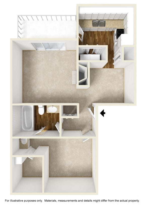 A1 Floor Plan (Unfurnished) at Preston Villas Apartment Homes, Dallas, Texas, TX