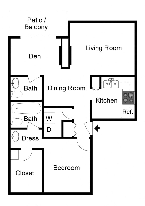 A3 Floor Plan (2D) at Preston Villas Apartment Homes, Dallas, Texas, TX