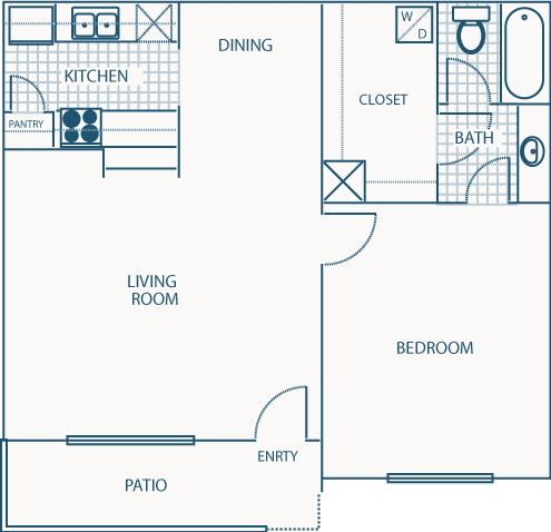 B2 Floor Plan at Willow Brook Crossing Apartments in Houston, TX