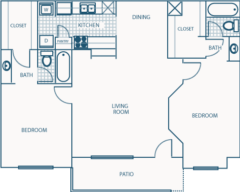 F2 Floor Plan at Willow Brook Crossing Apartments in Houston, TX