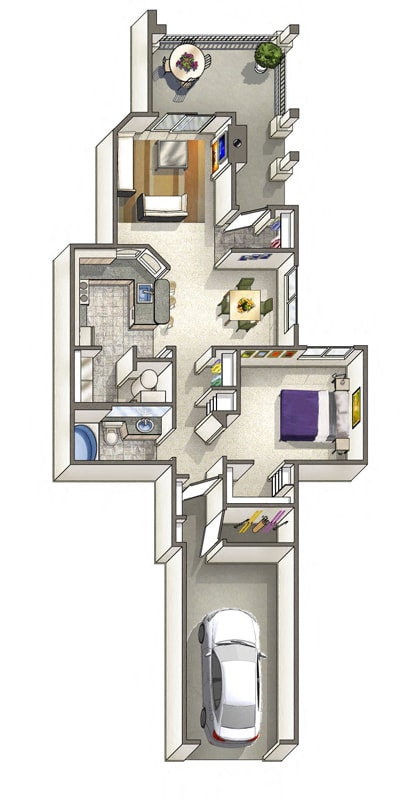 Summit Classic – 1 Bedroom 1 Bath Floor Plan Layout – 837 Square Feet