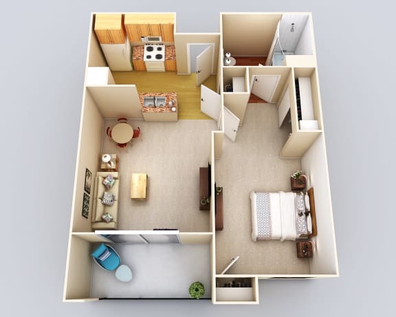 Bermuda 1Bath1Bed Floor Plan at 55+ FountainGlen Grand Isle, California