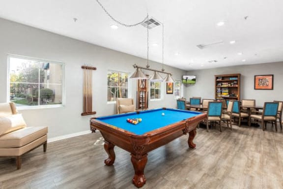 Pool Table In Game Room at 55+ FountainGlen Seacliff, California, 92648