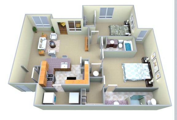 Floor Plan  B1_A1L 2 Bed/2 Bath
