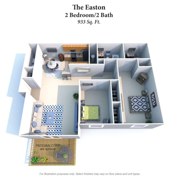 2 bed 2 bath floor plan B at Residences at Northgate Crossing, Ohio