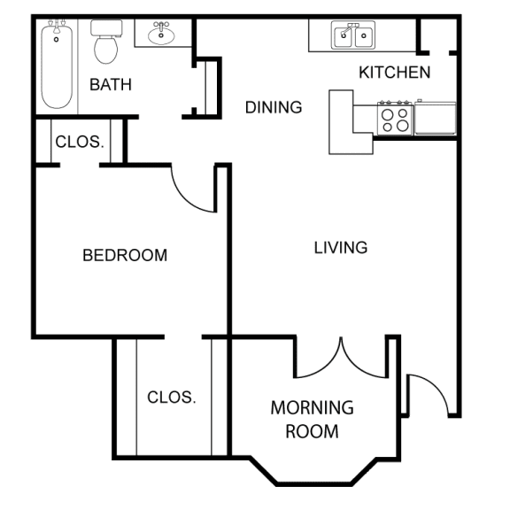 1 bed 1 bath floor plan B at Rock 35, Round Rock, 78681