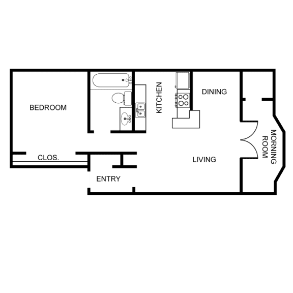 2 bed 2 bath floor plan at Rock 35, Round Rock
