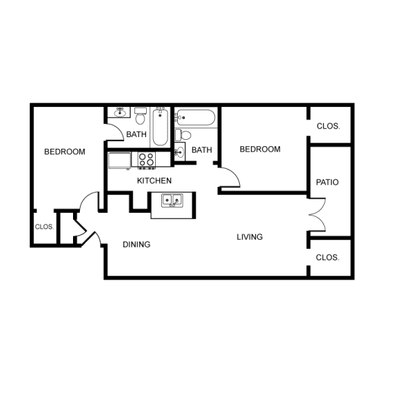 2 bed 2 bath floor plan B at Rock 35, Texas, 78681