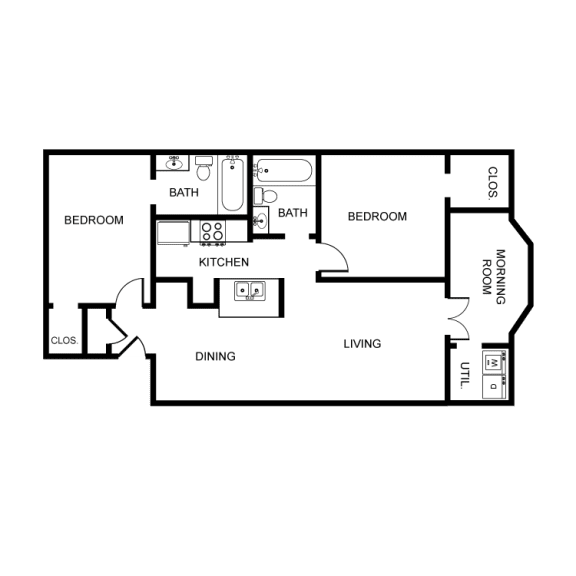 2 bed 2 bath floor plan C at Rock 35, Round Rock, TX, 78681