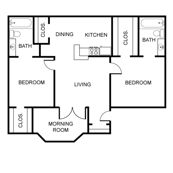 2 bed 2 bath floor plan E at Rock 35, Round Rock, Texas