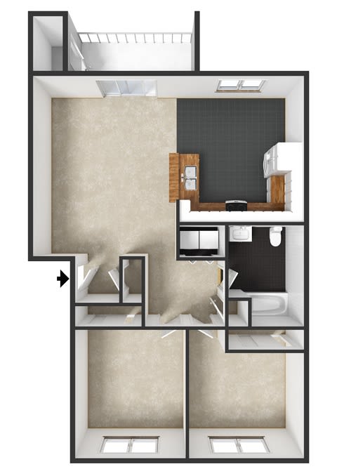 Regent Floorplan with 907 square feet at Commons at Timber Creek Apartments, Portland
