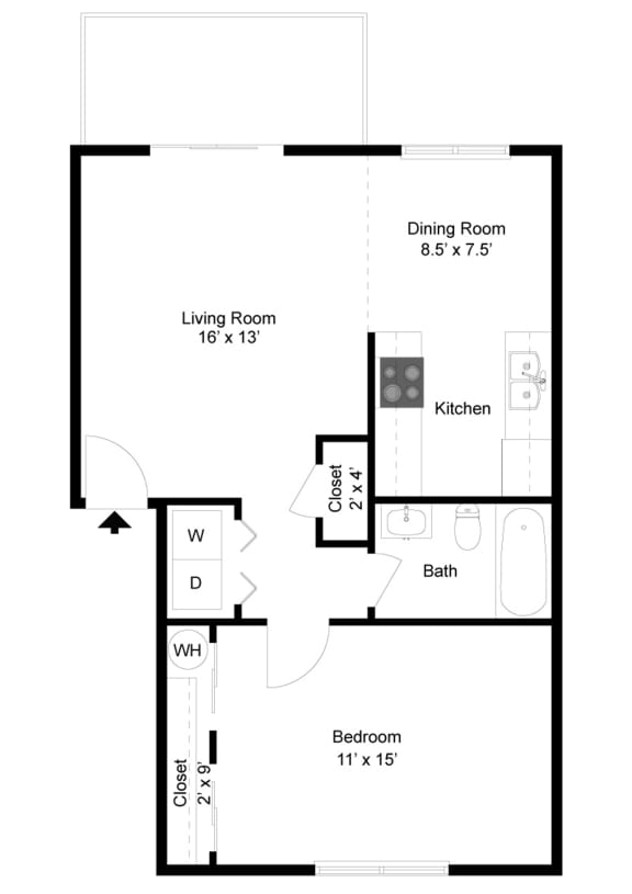 Carlton Floorplan at Commons at Timber Creek Apartments, Portland, OR 97229