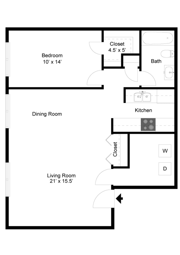 Aspen Floorplan at Commons at Timber Creek Apartments, Portland, Oregon