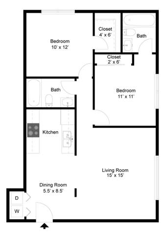 Kirkwood Floorplan at Commons at Timber Creek Apartments, Oregon