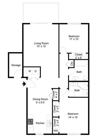 Florence Floorplan at Commons at Timber Creek Apartments, Portland, 97229