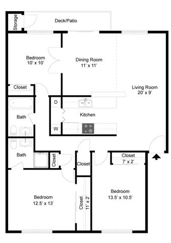 Augustine Floorplan at Commons at Timber Creek Apartments, Portland, OR 97229