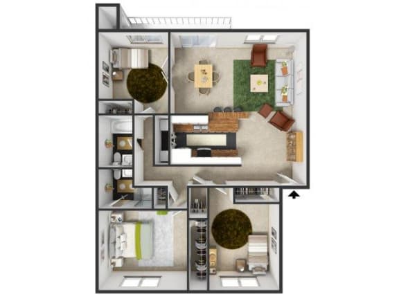 Augustine Floorplan at Commons at Timber Creek Apartments, Oregon, 97229