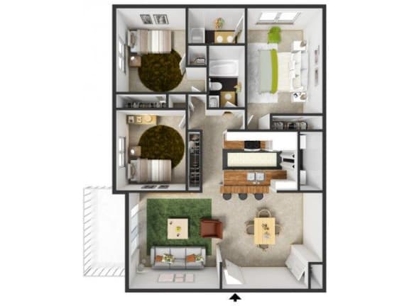 Wheatleigh Floorplan at Commons at Timber Creek Apartments, Portland, Oregon