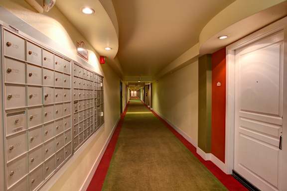 Mail room at Commons at Sylvan Highlands Apartments, Portland, OR, 97225