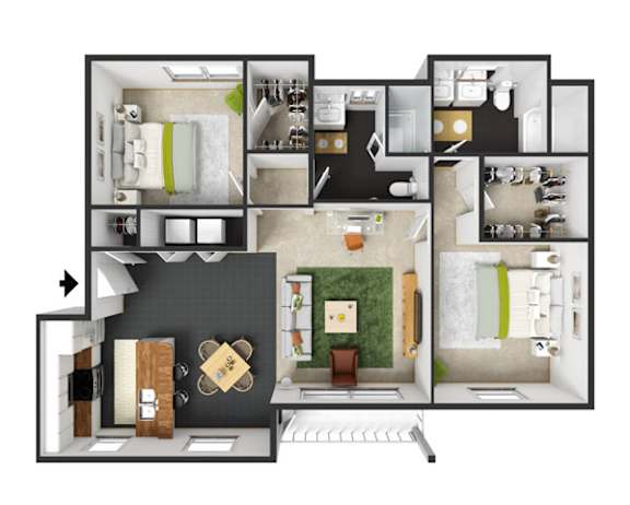 Navarra Floor Plan at Commons at Sylvan Highlands Apartments, Portland, 97225