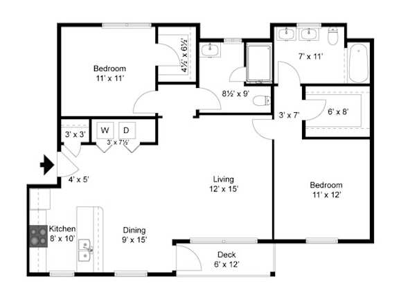 Navarra Floor Plan at Commons at Sylvan Highlands Apartments, Portland, Oregon