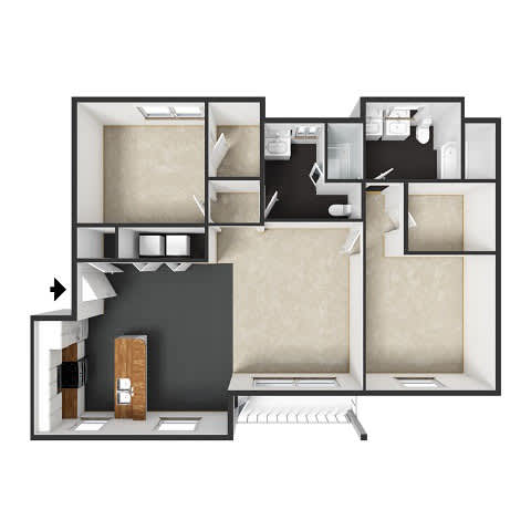 Navarra Floor Plan at Commons at Sylvan Highlands Apartments, Portland