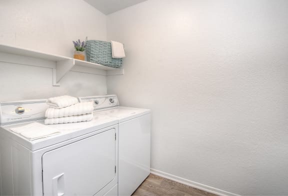 Full sized washer and dryer in each apartment home at La Serena, San Diego, California